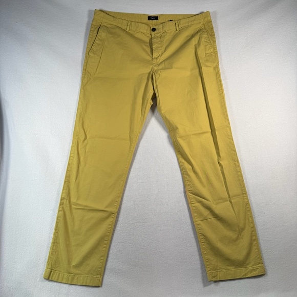 Theory Pants Mens 40 Yellow Chino Straight Mid Rise - Picture 1 of 11